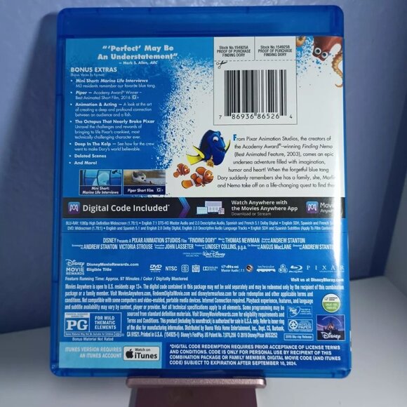 Finding Nemo & Finding Dory Blu-Ray/DVD/Digital 3 Disc Combos Disney/Pixar DVDs - Picture 5 of 5